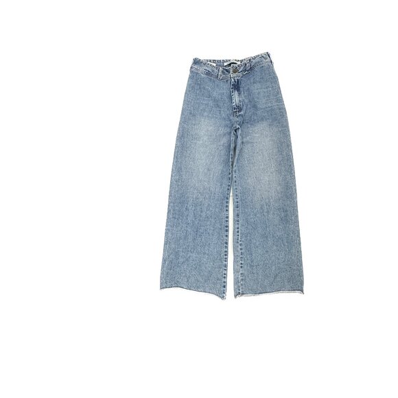 Jamcher Denim - Jamcher High Rise Baggy Raw Hem Women's size 28 Medium Blue Denim Jeans‎